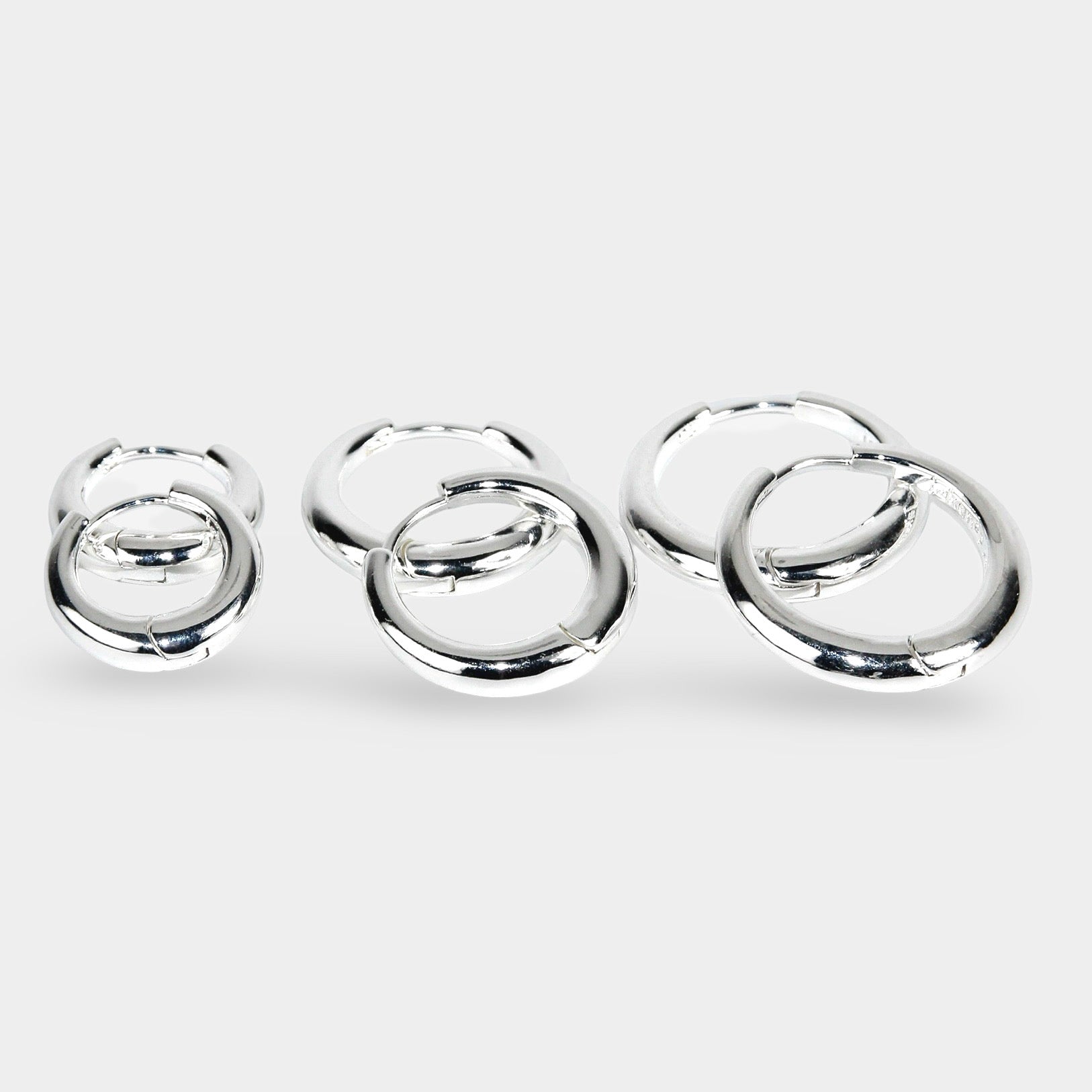 3-PACK KAIZEN HOOPS silver – minimalistiska creoler set 12mm 16mm 20mm