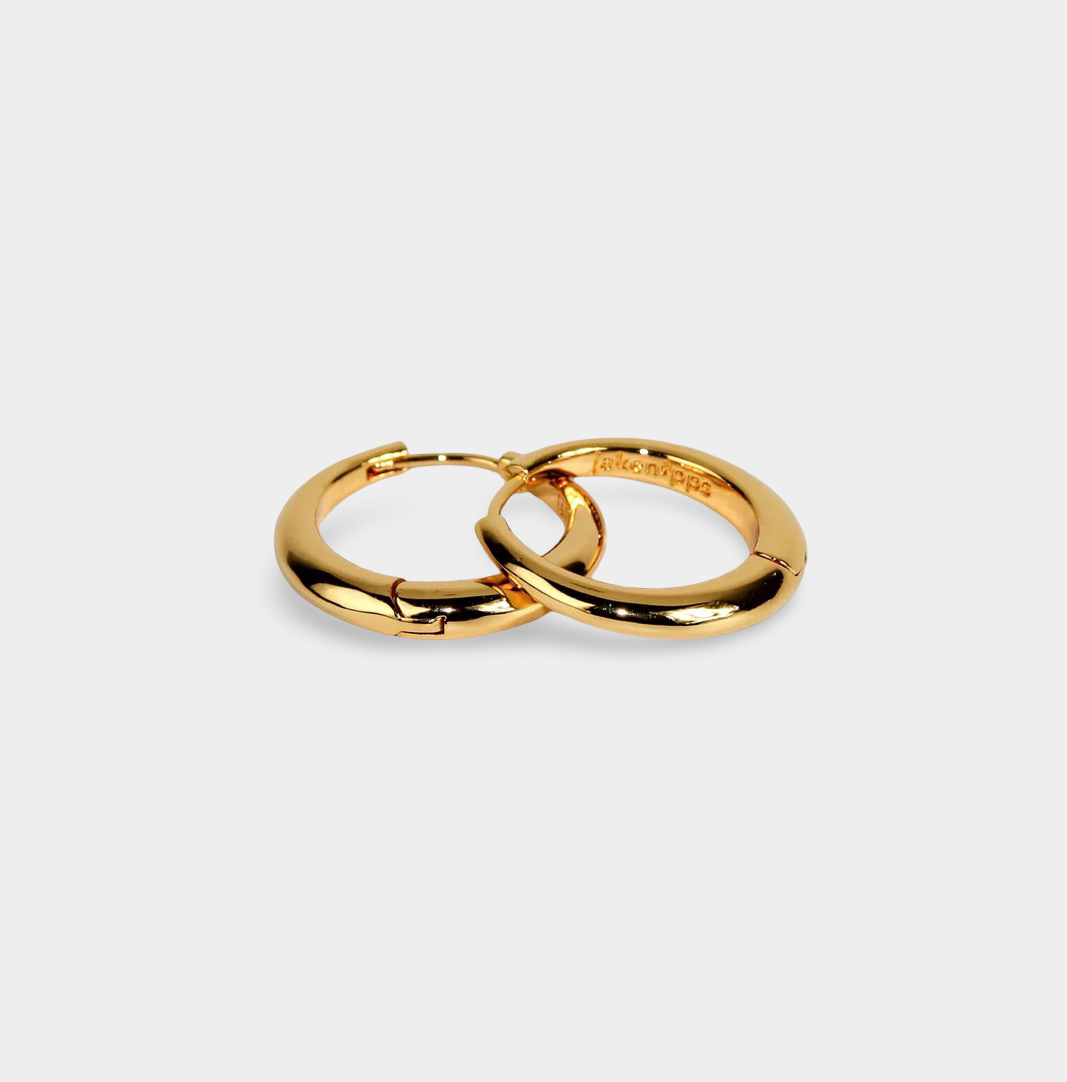 KAIZEN BIG HOOPS guld – stora guldcreoler 20mm minimalistisk design 18K guld